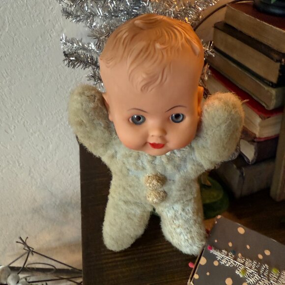 1950's Baby Boy Plush Body Rubber Head - Picture 6 of 14